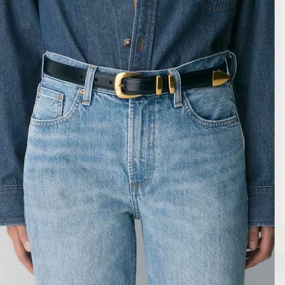 NWT Aritzia Legendary Solid Brass Leather Belt - Picture 2 of 6